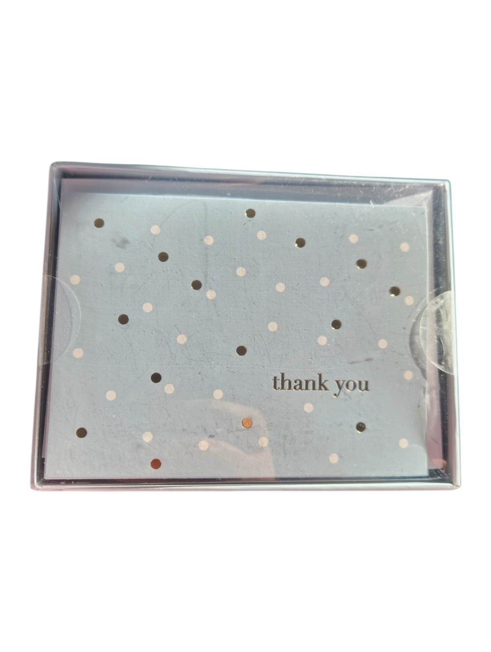 Sheffield Home Blue Grey & White Polka Dot Thank You Card Set Of 16 NIB
